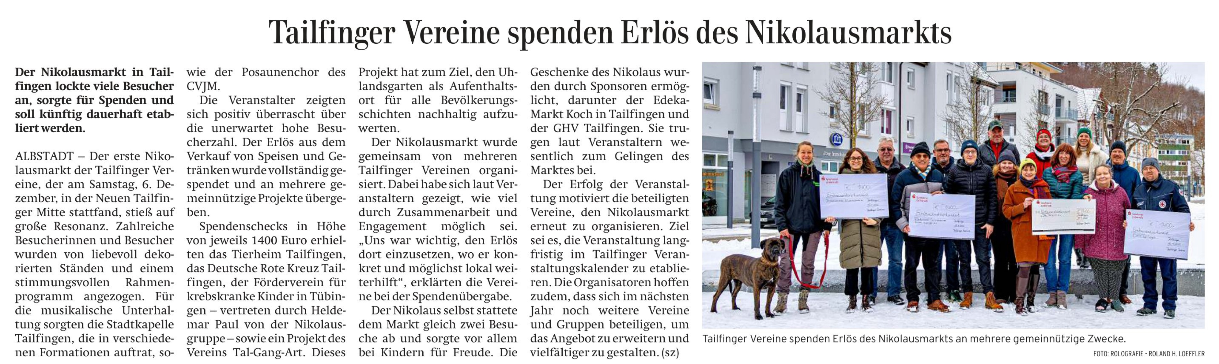 20260113 Zollern Alb Kurier Nikolausmarkt Spenden 1